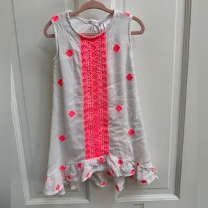 Japna Kids Toddler Size 4 Girls White &  Neon Pink Boho Sleeveless Dress